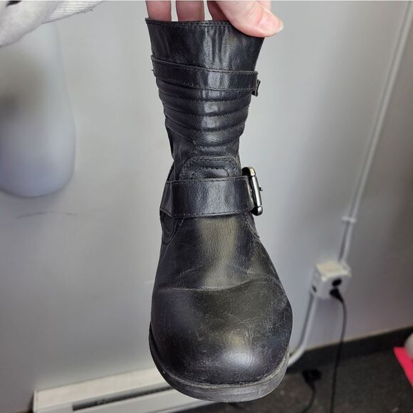 ALDO moto boot Kauer black flat faux leather zip biker 7 - Picture 10 of 10